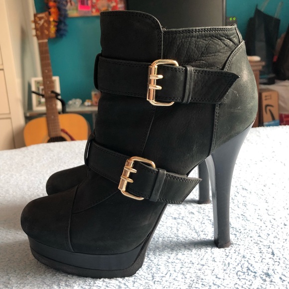 fendi black leather ankle boots